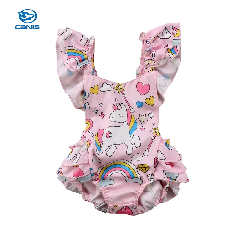

Newborn Baby Girls Backless Floral Unicorn Romper Jumpsuit Outfits Clothes