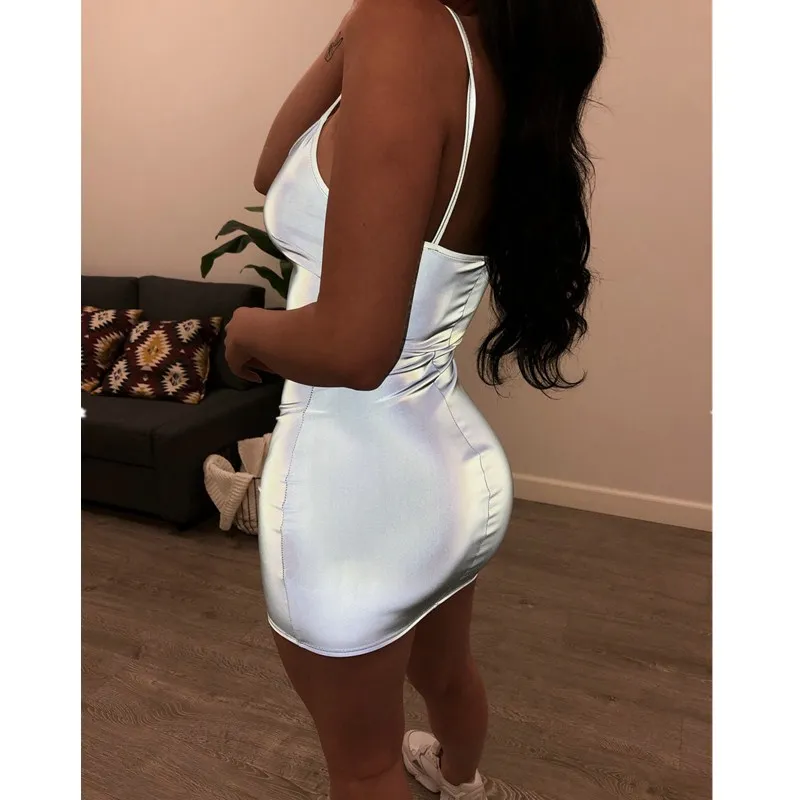 Облегающее платье на бретельках с открытой спиной сексуальное облегающее мини