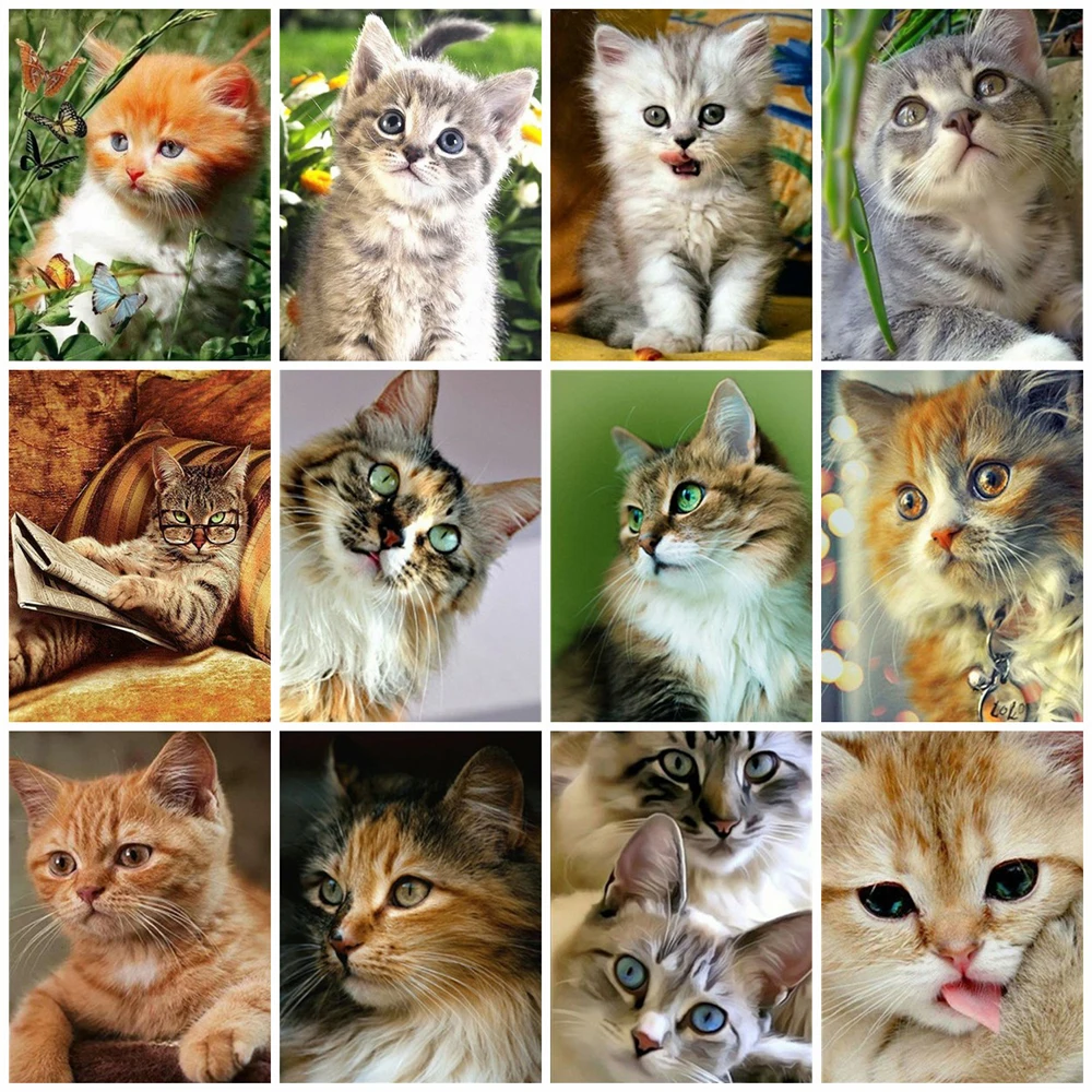 

EverShine Алмазная мозаика кошка вышивка крестиком Алмазная вышивка полная площадь дрель животные 5D DIY художественная роспись Декор детской ко...