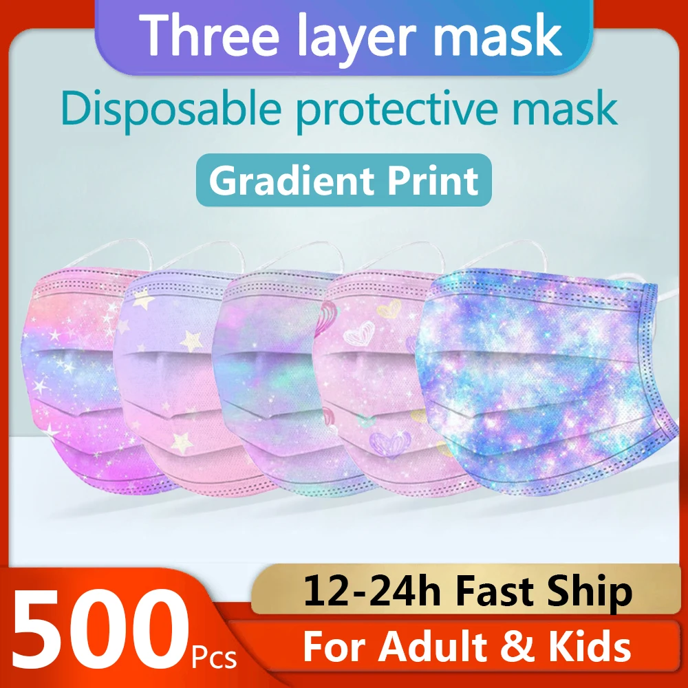 Маска медицинская с принтом со звездами для детей и взрослых одноразовая ушными