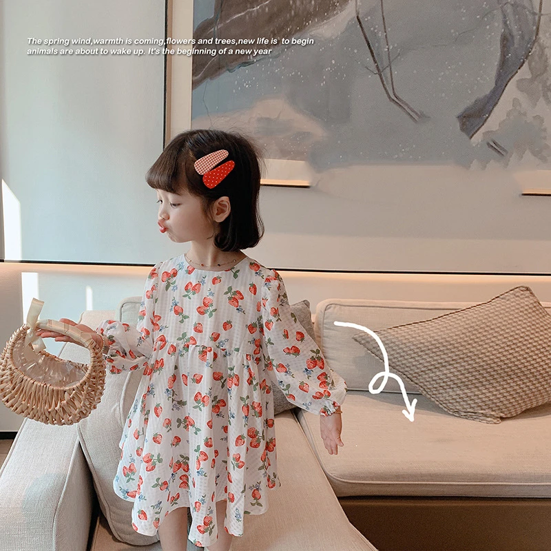 

Платье с длинным рукавом для девочек, новинка весны 2021, детское платье принцессы для девочек, детская юбка