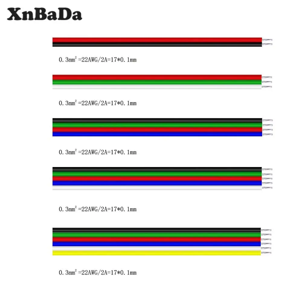 Светодиодный провод кабель 22AWG 2Pin/3Pin/4Pin/5Pin/6pin для WS2812B WS2811 5050 2835 5730 светодиодный