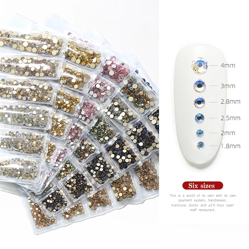 Искусственные ногти разных размеров 1440 штук кристалл AB плоская задняя
