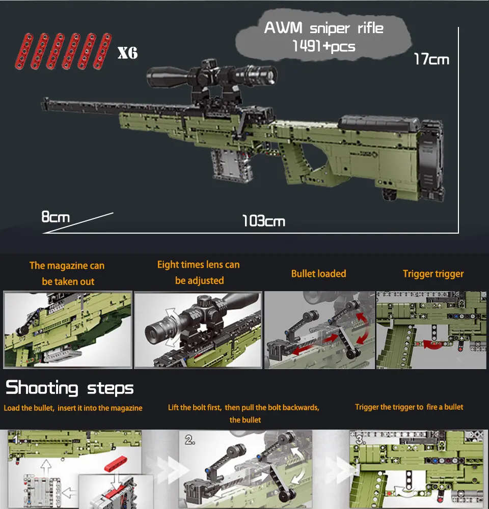 Пистолет XINGBAO оружия PUBG AWM 98k набор снайперской винтовки модель может стрелять