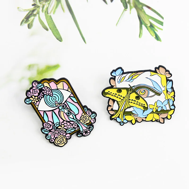 Модная металлическая эмалированная брошь в виде желтой бабочки | Украшения и