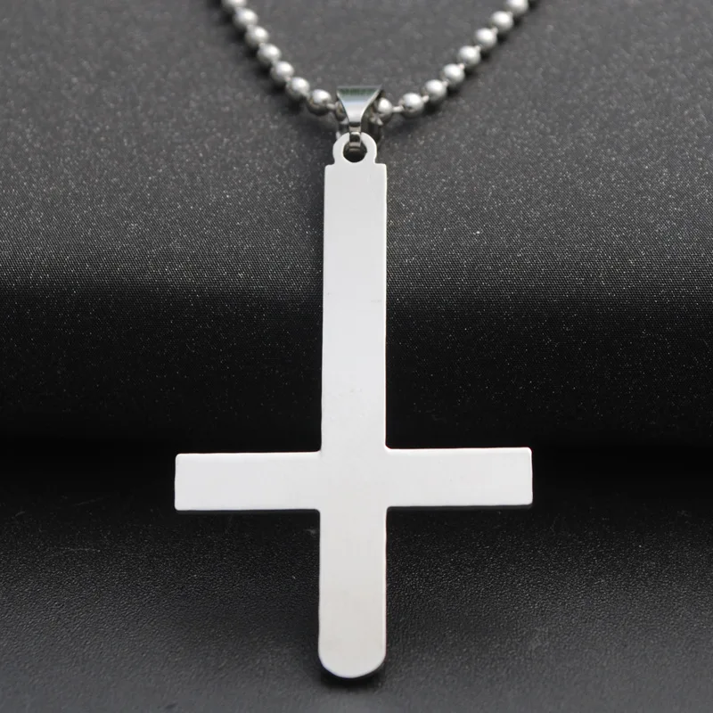 

10pcs Stainless Steel Handstand Reverse Cross blessing Necklace simple Religion Christian Jesus Faith lucky Necklace jewelry