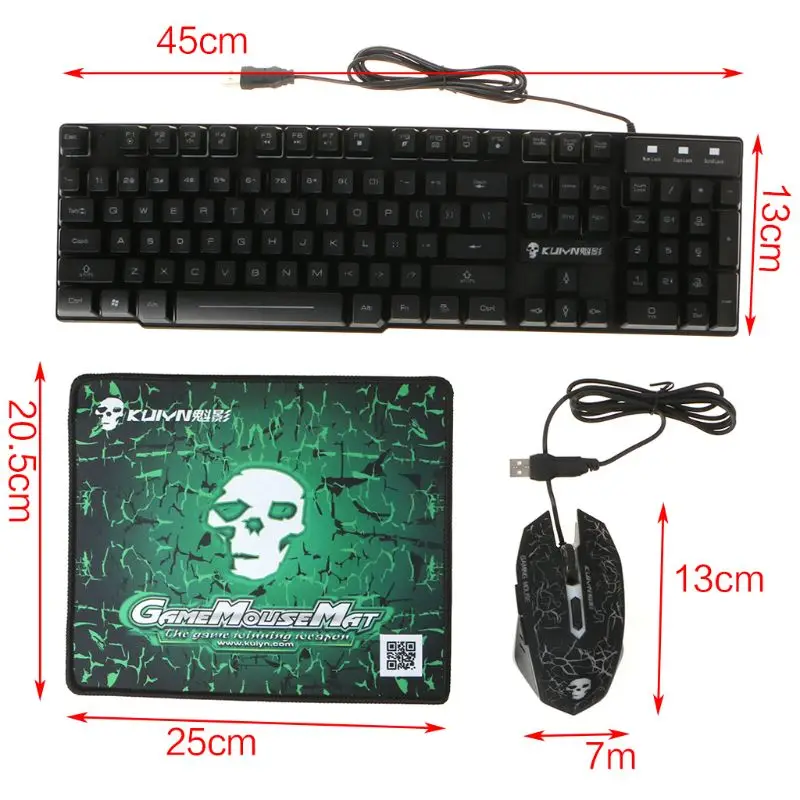 

Rainbow LED Gaming Equipment Kit Light Keyboard & Mouse & Mouse Pad USB Charging Drop shipping