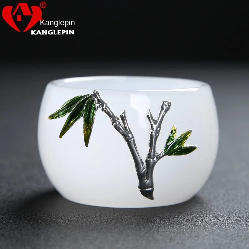 

Cy Handmade White Jade Porcelain Glass Teacup Glass Tea Cup Japanese Style Kung Fu Tea Set Personal Small Teacup