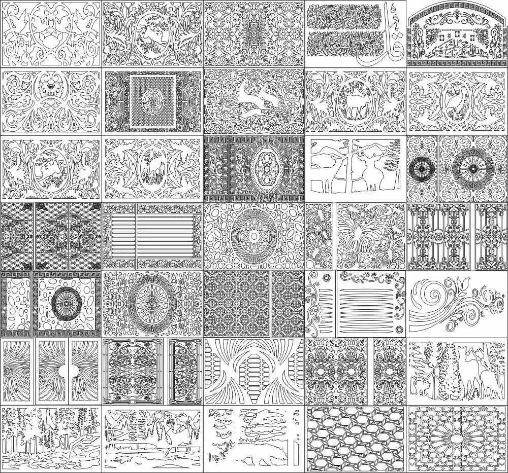 

35pcs 60*90mm Decor panel design DXF/CDR file CNC Vector DXF Plasma Router Laser Cut