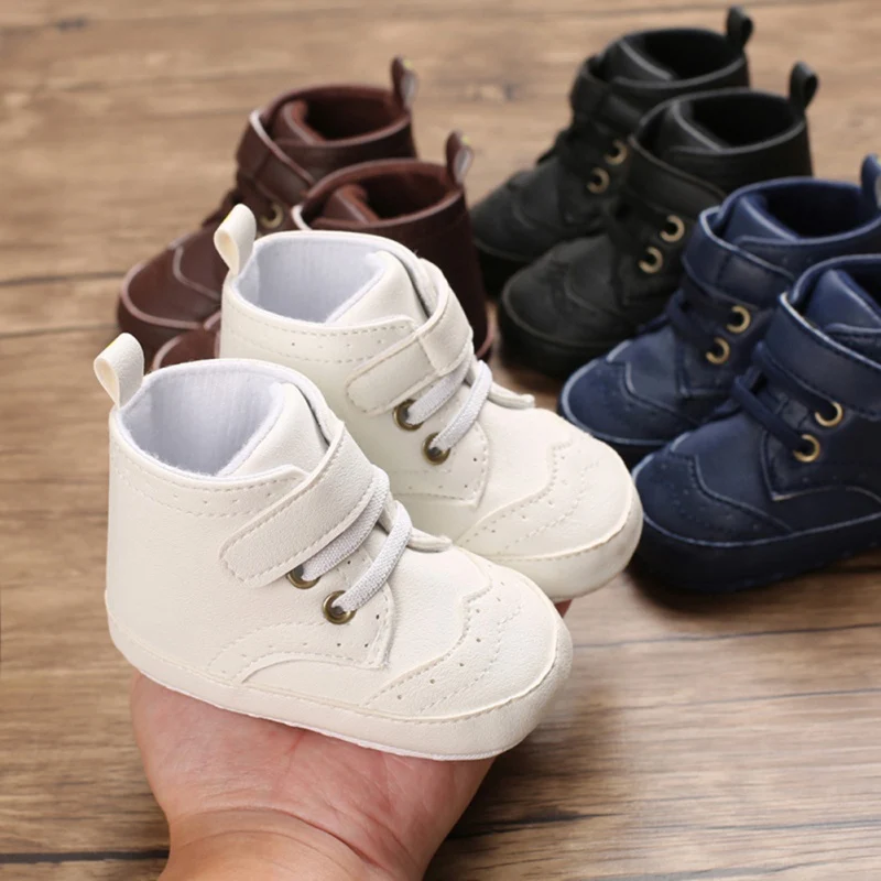 

Baby Boys Shoes PU Leather First Walkers Lace-Up Walking Prewalkers 0-18M