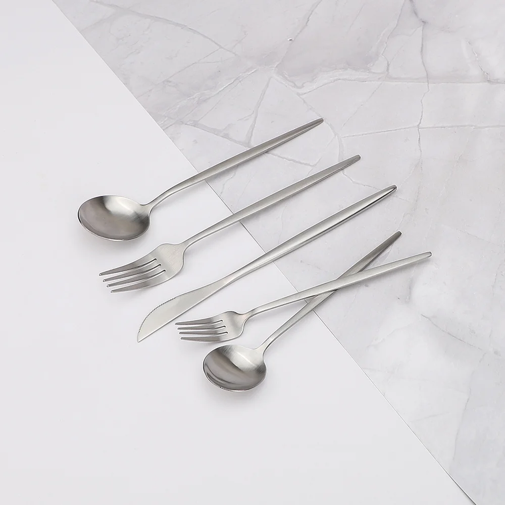 

20Pcs Steel Cutlery Set Forks Knives Spoons Set Kitchen Dinnerware Dinner Flatware Tableware Set Thin Dishwasher Safe Silverware