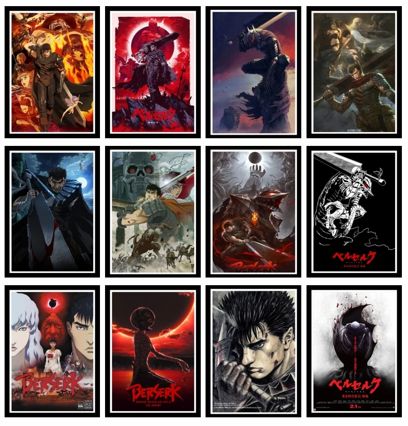 Идеальный плакат JL Hot Red Berserk с японским аниме мультяшными комиксами настенная