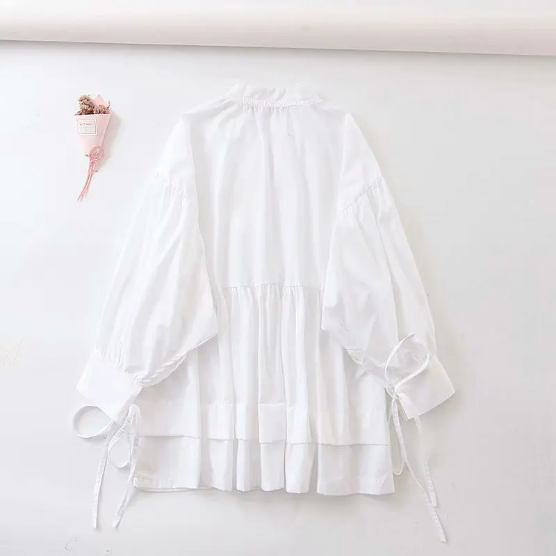 Женские Элегантные повседневные свободные блузки с бантиком и завязками рубашки
