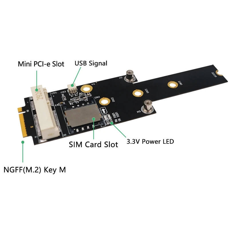 Mini PCI E к NGFF M.2 ключ M Адаптер карта с слотом для sim карты конвертер адаптер WiFi/WWAN/LTE