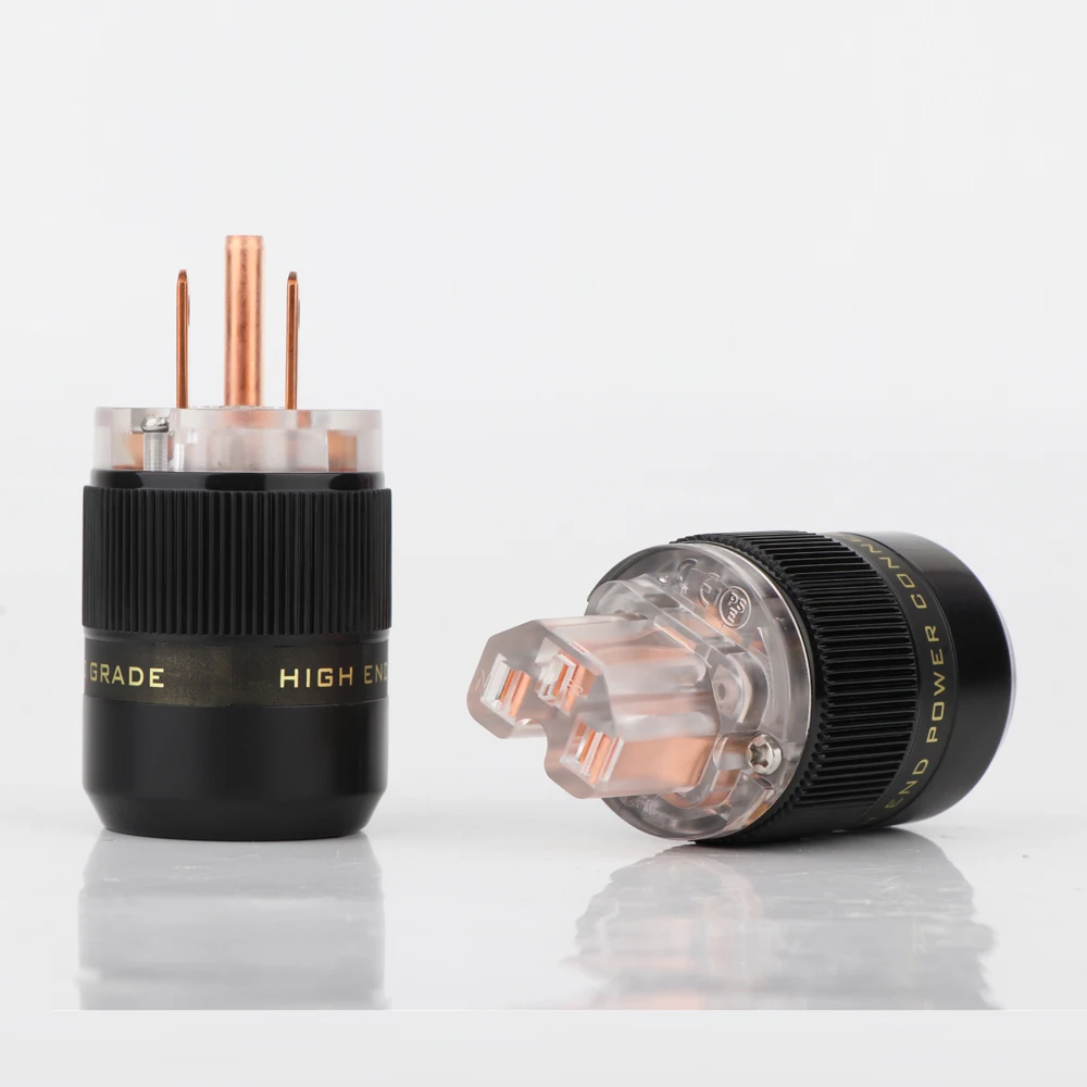 

Pair hifi audio US AC pure Copper Power Plug Male & IEC Female Connector US mains power cable adapter connector
