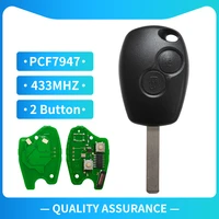 xnrkey 2 button smart remote car key pcf7947 chip 433mhz va2 blade round button car control key for renault