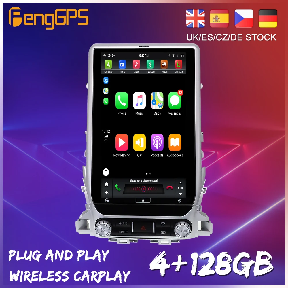 128G Android 9 0 большой вертикальный экран Тесла для Toyota LC200 2016 2018 CarPlay
