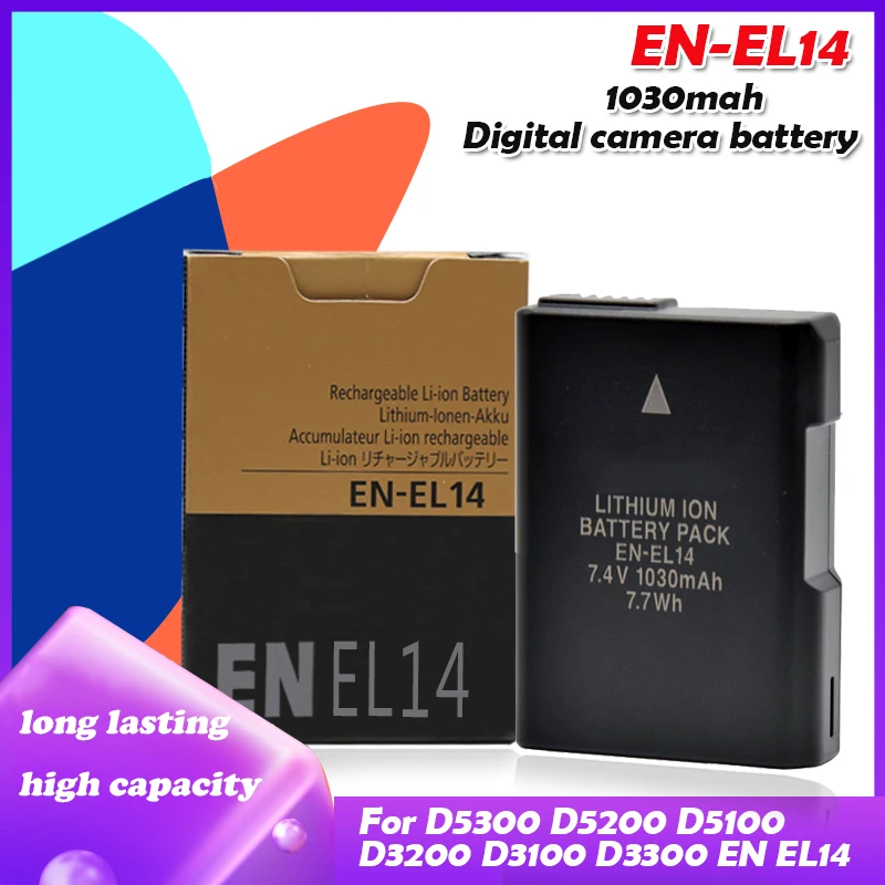 

New 7.4V 1030mah EN-EL14 EN-EL14A ENEL14 Camera Battery pack for Nikon D5300 D5200 D5100 D3200 D3100 D3300 P7000 P7100 P2100