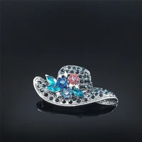 2022 fashion hat crystal brooch pin big silver color pin brooch jewelry broches para ropa mujer xh7301s04