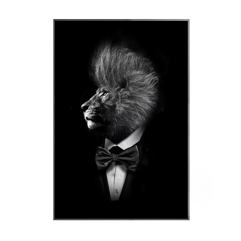 

Nordic Lions In Suit Canvas Art Posters And Prints Abstract Animals Canvas Paintings On the Wall Art Pictures Wall Decoration