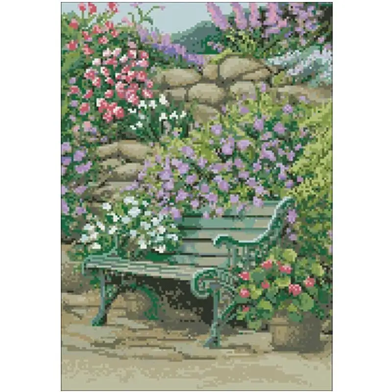 

Garden bench patterns Counted Cross Stitch 11CT 14CT 18CT DIY Chinese Cross Stitch Kits Embroidery Needlework Sets home decor