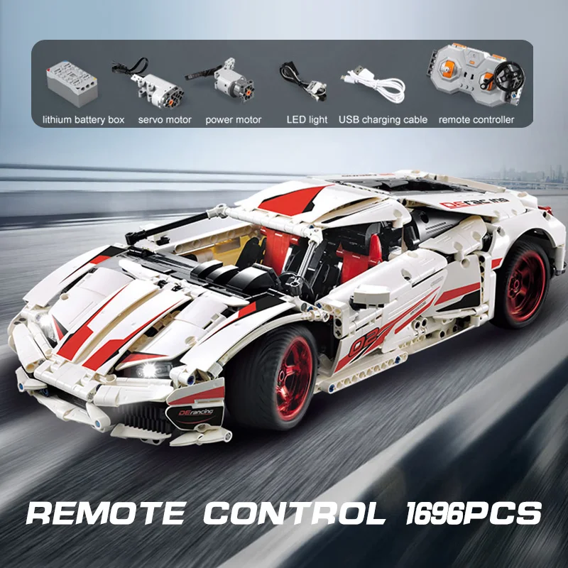 MOC Technic RC автомобиль Lamborghinis Huracan LP610 Супер гоночный пульт дистанционного управления автомобиля строительные блоки кирпичи Детские модели игрушки