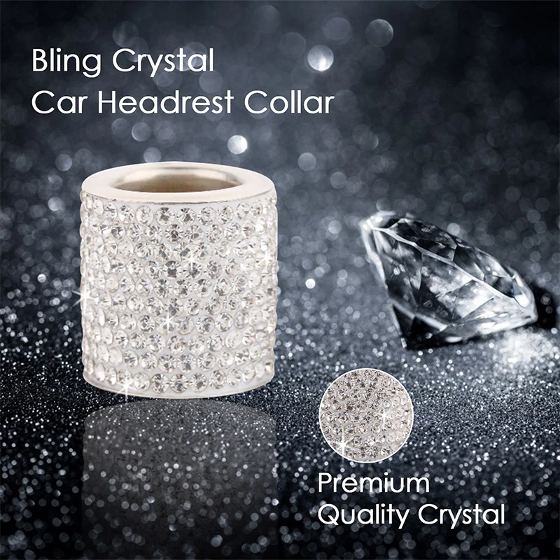 

4pcs Universal Car Goods Like Diamond Bling Rhinestone Crystal Car Seat Headrest Collar Decor Charms Car Interior Accessories