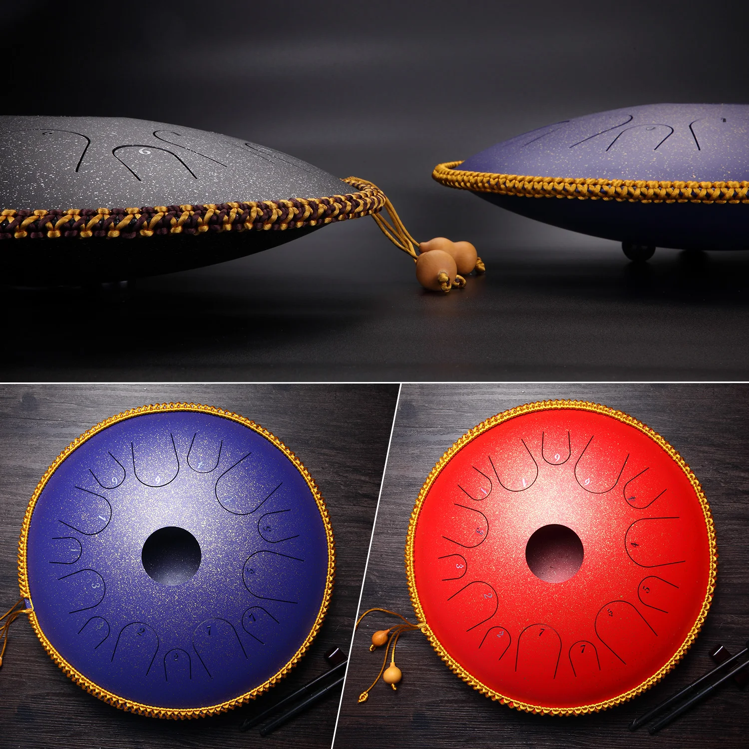 14 Inch Note Alloy Steel Hand Pan Drum C Tone Manual Percussion Handpan with Ebony Drumsticks|Барабан| |