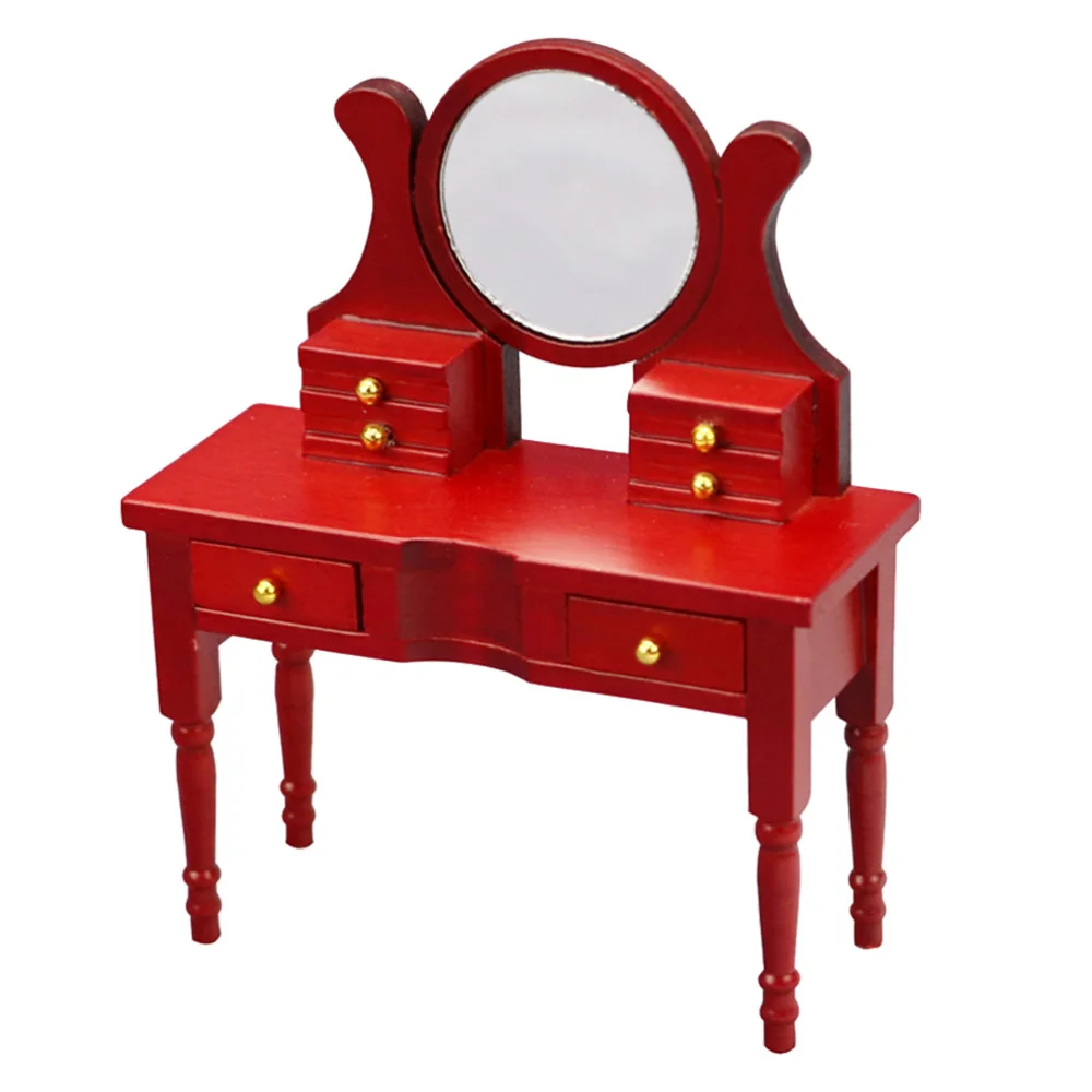 

1pc Delicate Mini Dressing Table Wooden Supply Dressing Table (Red)