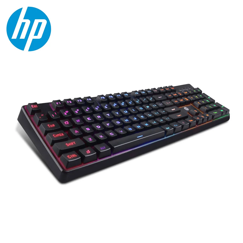 Hp K300 Проводная Водонепроницаемая игровая клавиатура механический эргономичный дизайн светодиодный с подсветкой 104 клавиш компьютерная геймерская клавиатура