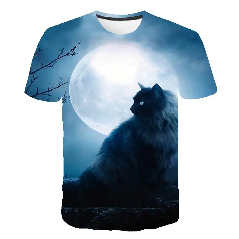 

T-Shirts Girls Clothes Boys Animal Children 3D T-Shirt Kids Summer Cat Lively Cute Funny Kids T Shirts Tops Camisetas De Mujer