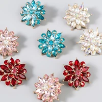 jijiawenhua new sparkling rhinestone flower womens earrings dinner party wedding fashion statement jewelry accessories