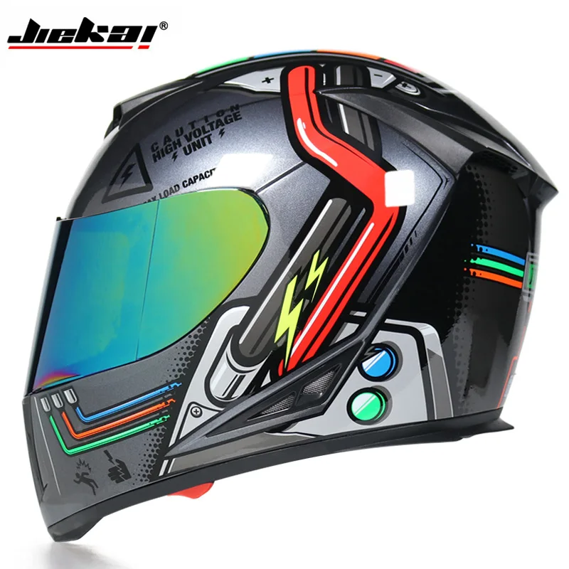 JIEKAI HD Anti-Fog Motorcycle Helmet Double Lens Full Face Helmet Made of ABS Material DOT Approved Casco Moto Face Visors