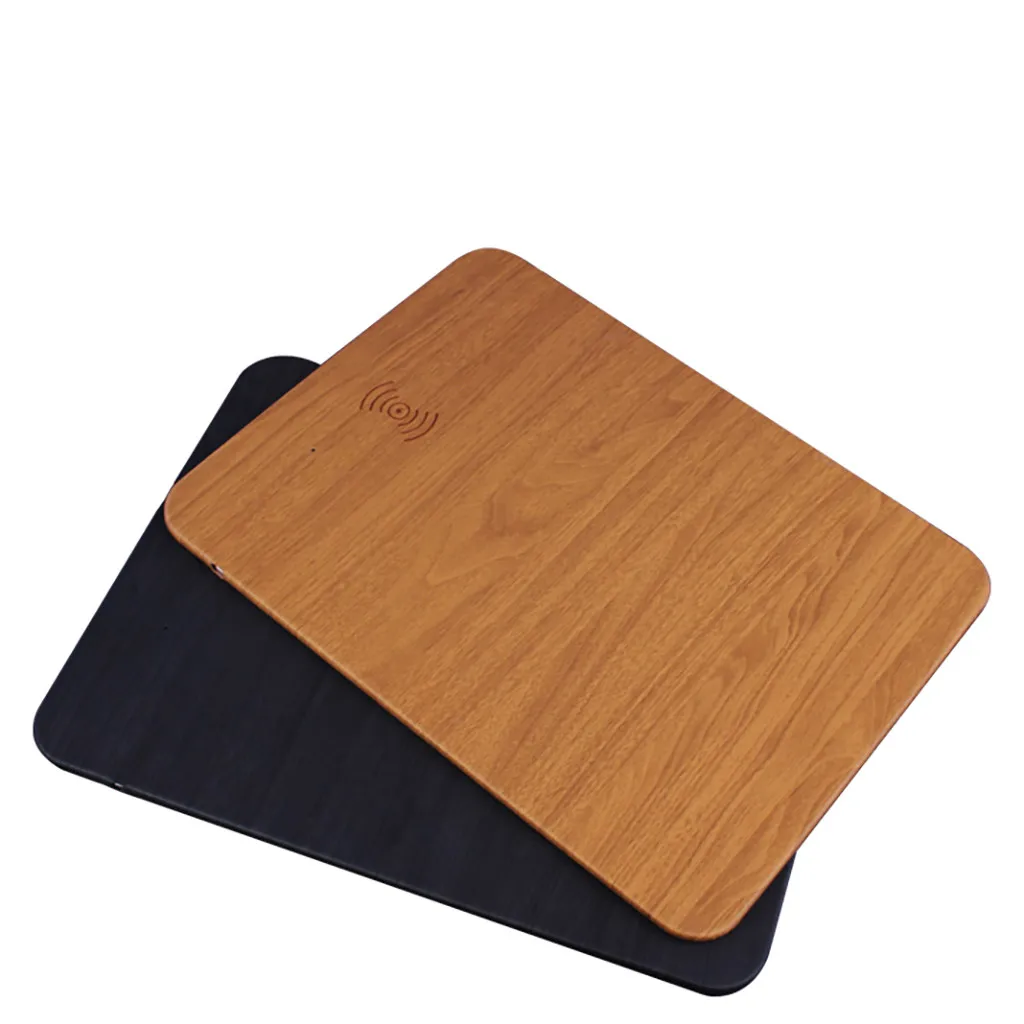 5W Wireless Charging USB PU+Wooden Mouse/Mice Pad For PC Laptop 30x22CM Gaming Mouse Mat Waterproof Mousepad Desk | Компьютеры и офис