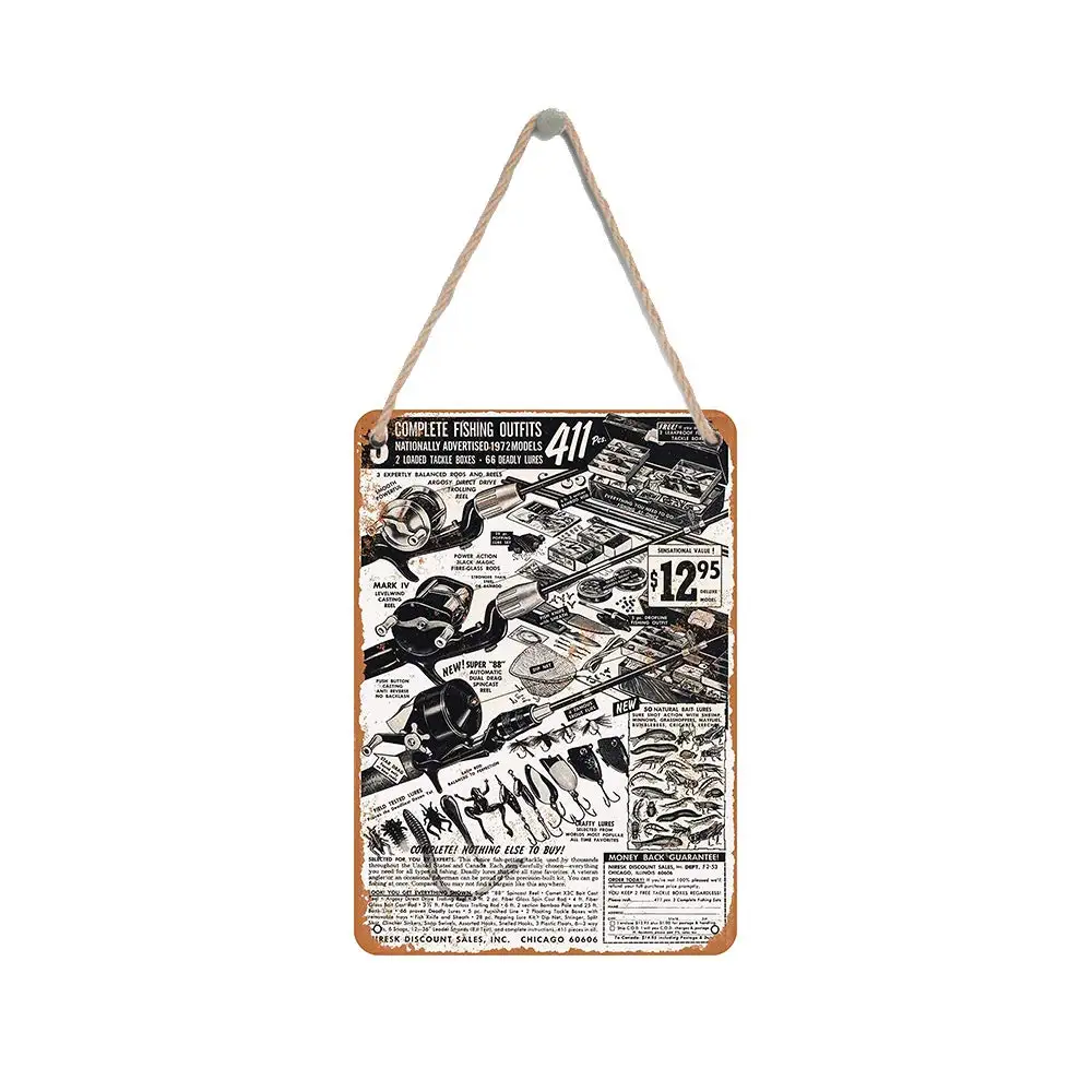 

Isaric деревянный подвесной знак 8X12 дюймов 1972 рыболовное снаряжение Забавный деревянный знак