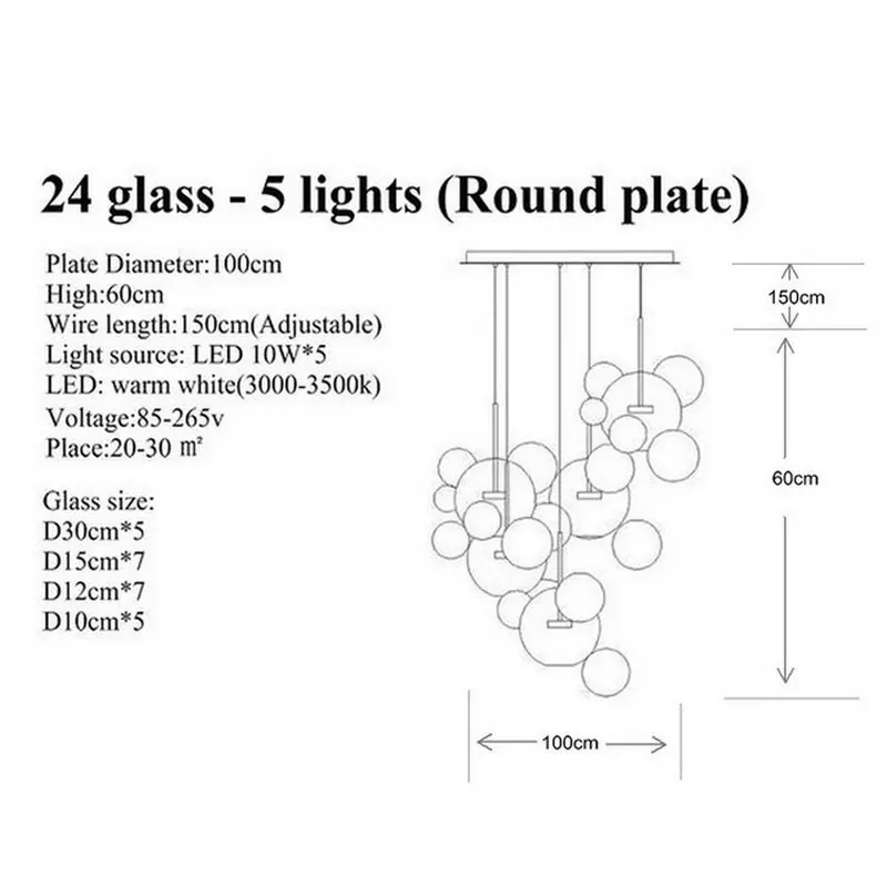 24 glass Round plate Современный Стеклянный подвесной блестящий дизайн светодиодный креативный Люстра для гостиной спальни Лофт кухни столовой современный декор - Цвет абажура: 24 glass Round plate