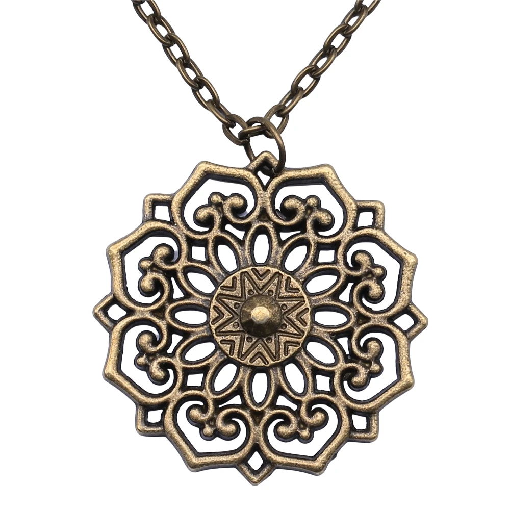 Модное ожерелье с подвеской в виде цветка бронзовым покрытием 31x31 мм для женщин и