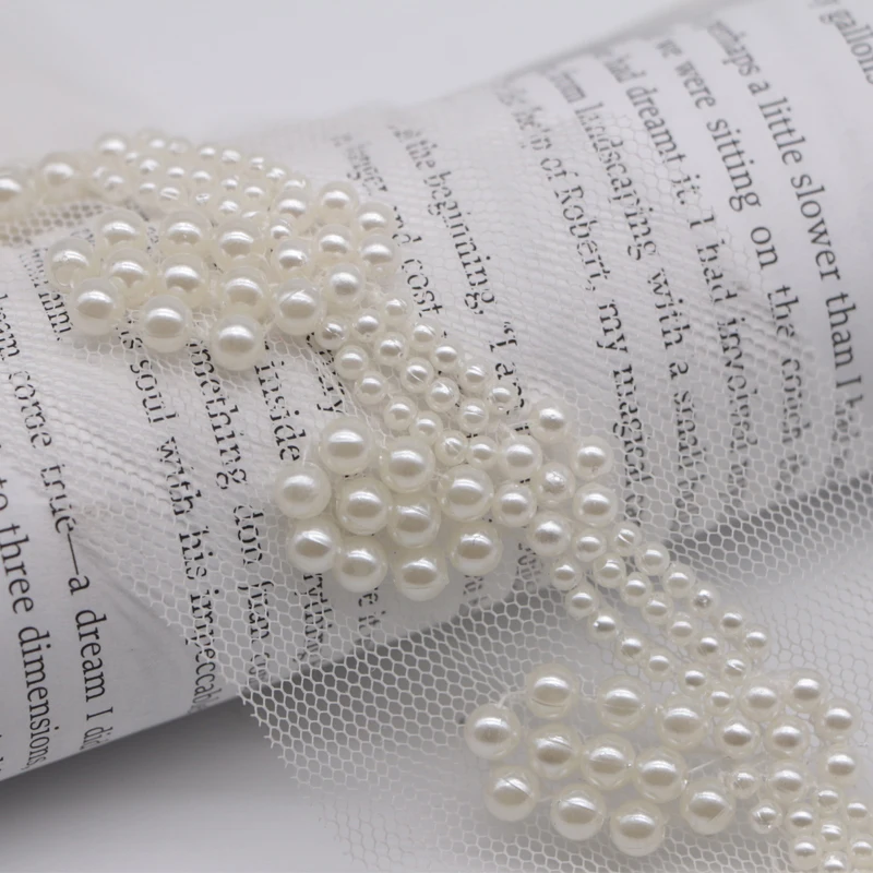 2 ярда черный белый жемчуг с бисером кружевная отделка аксессуары для волос