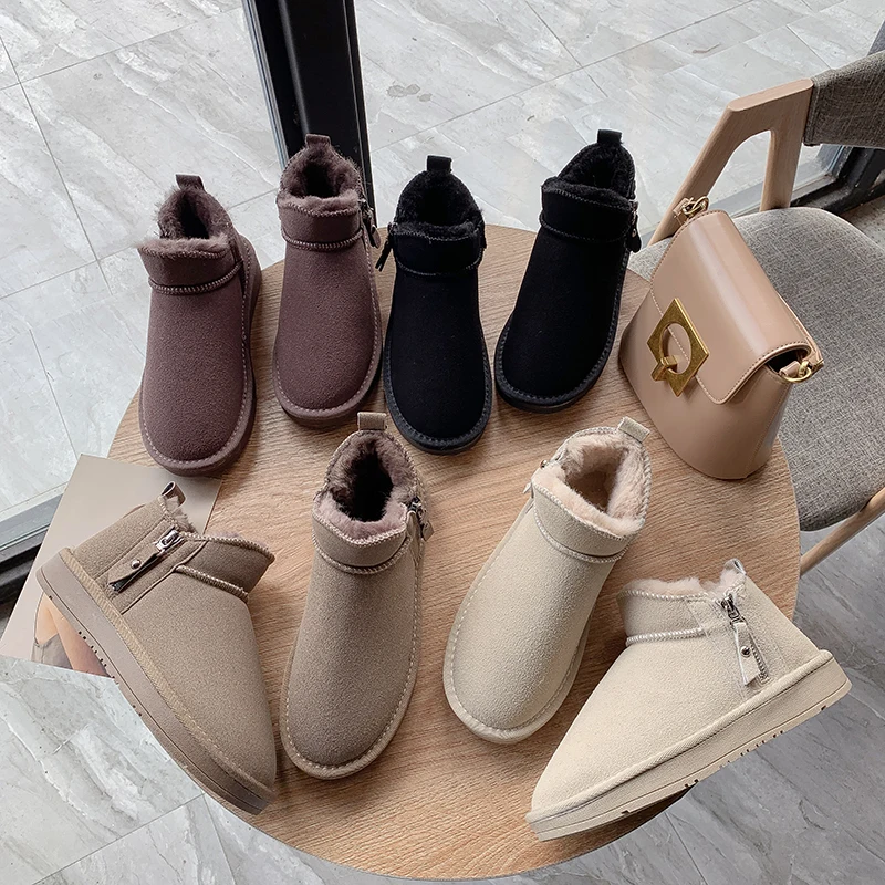 

Snow Boots Women Flats Winter Fashion Warm Winter Short Boots New Arrival Women Shoes Fur Plush Insole Shoes Women U11-21