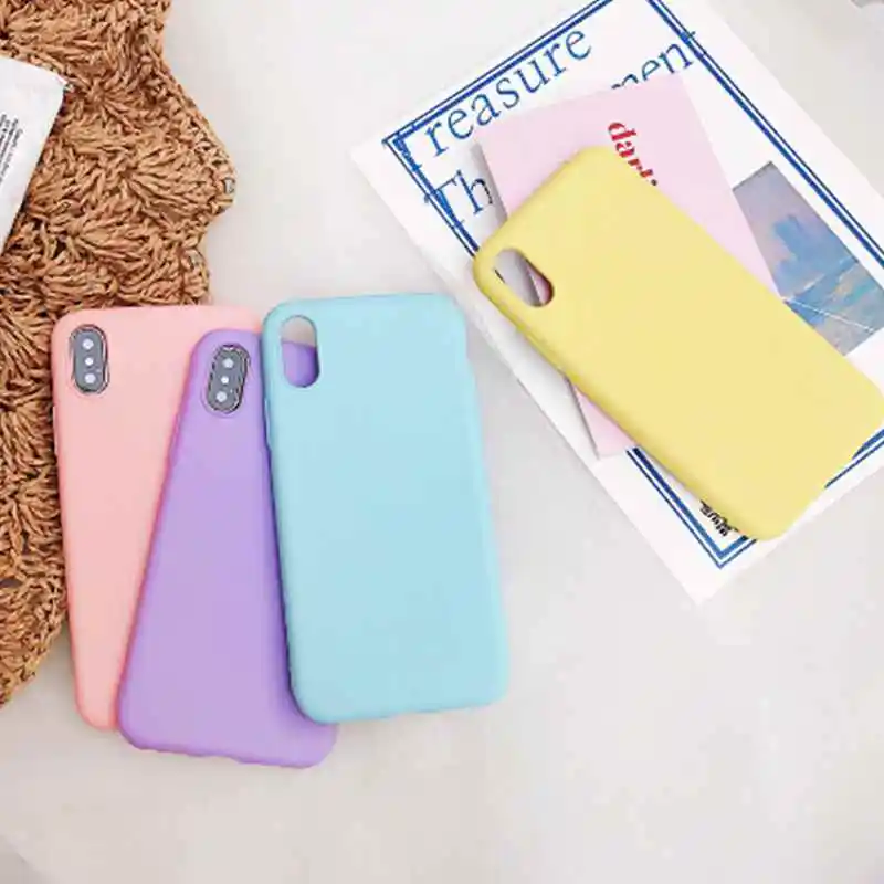 Чехол для iphone XR X XS Max 6 6S 7 8 Plus 11 11pro силиконовый однотонный | Мобильные телефоны и