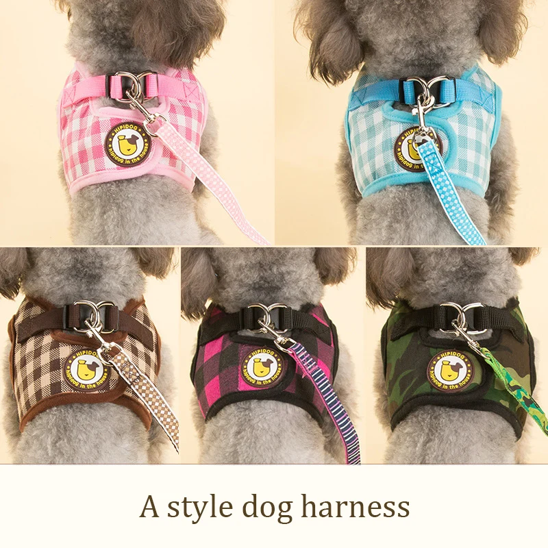 Комплект из тканевой шлейки и поводка для собак Тедди Бишон жилет ремни