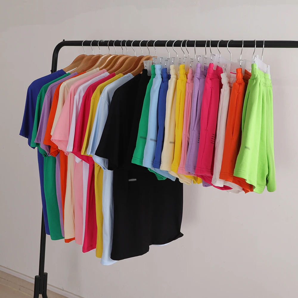 

Sweatshirt Shorts Two Piece Set Women 100% Cotton Baggy O-Neck Tshirt Sweatpants Summer New Letter Print Casual Tracksuit