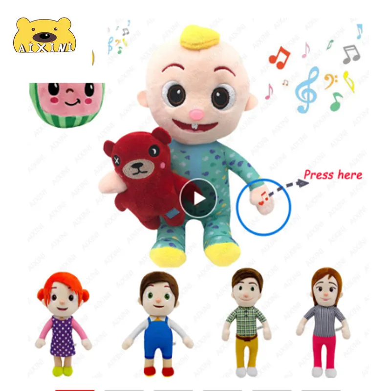 

JJ Cocomelon Toys Doll Cocomelon Jj Doll Sing Kids Toys for Boys Cocomelon Plush Jj Music Doll Family Kids Gift Anime Plushie
