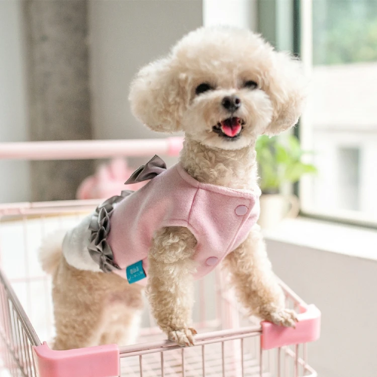 Меховые банты одежда для собак маленьких платья девочек с цветочным рисунком по