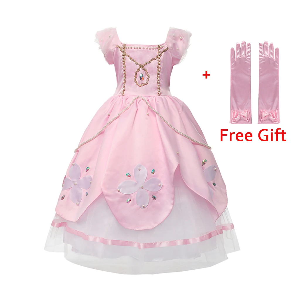 

Kids Princess Sofia Dress for Girl Cosplay Costume Puff Sleeve Layerd Dresses Child Party Birthday Sophia Ruffle Fancy Costumes