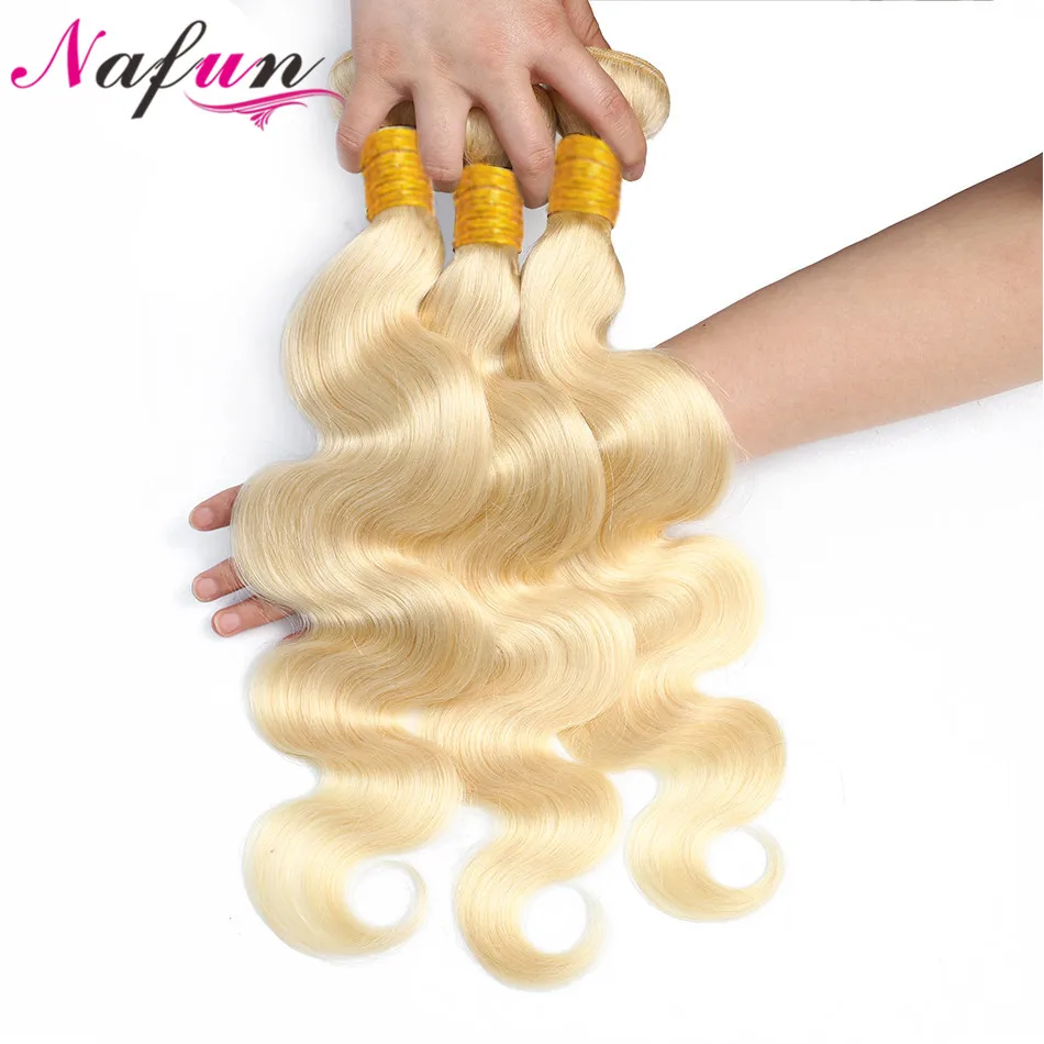 #613 блонд пупряди нафун бразильские волосы волнистые человеческие пучки не Реми