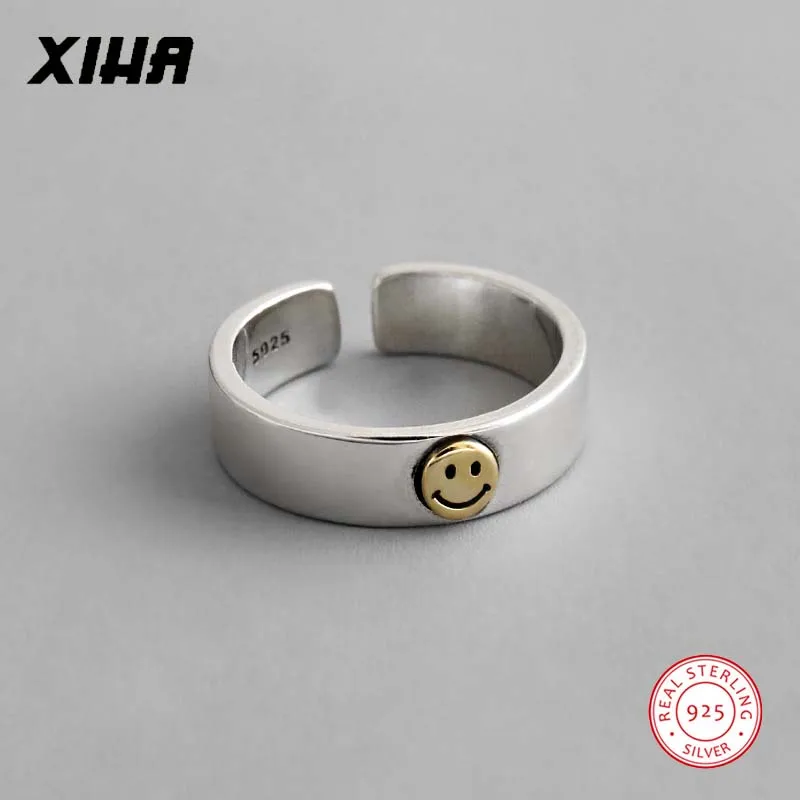 Женское Винтажное кольцо со смайликом минималистичное ювелирное изделие из
