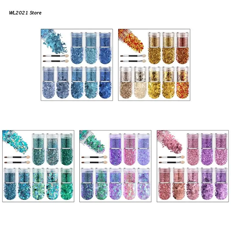 

G5GC 8 Kinds Colorful Hexagon Sequins Summer Manicure Decoration Handmede Crafts