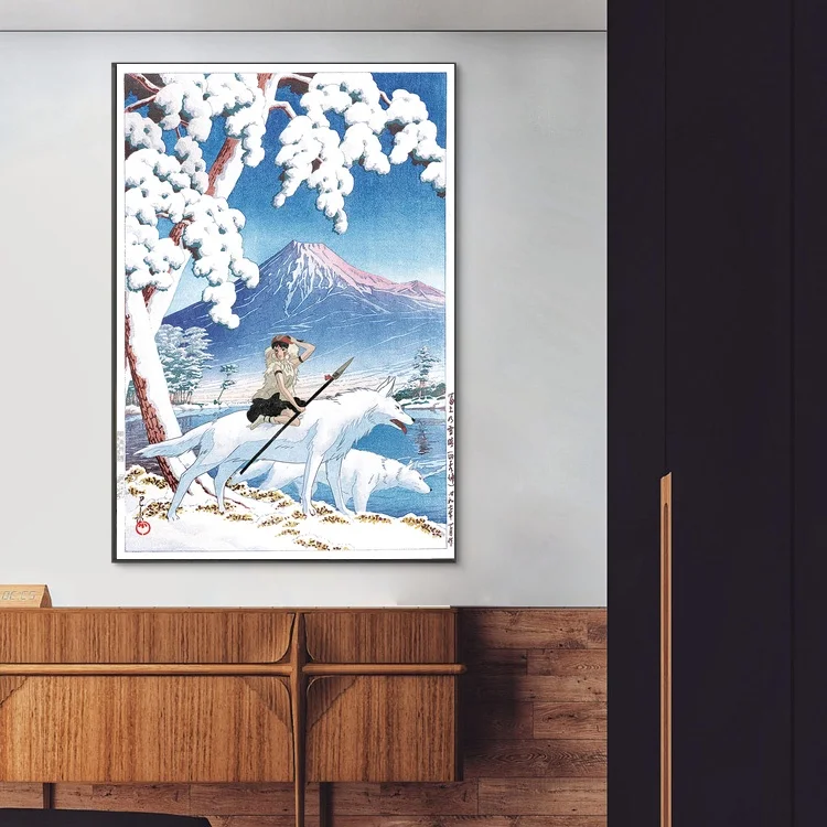 Принцесса Mononoke студия Ghibli и Kawase Hasui постер японское аниме холст картина печать