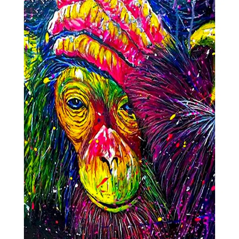 

GATYZTORY Painting By Numbers Kits For Adults 60x75cm Frame Color Monkey Oil Paint Modern Home Wall Art Photo Handpainted DIY Gi